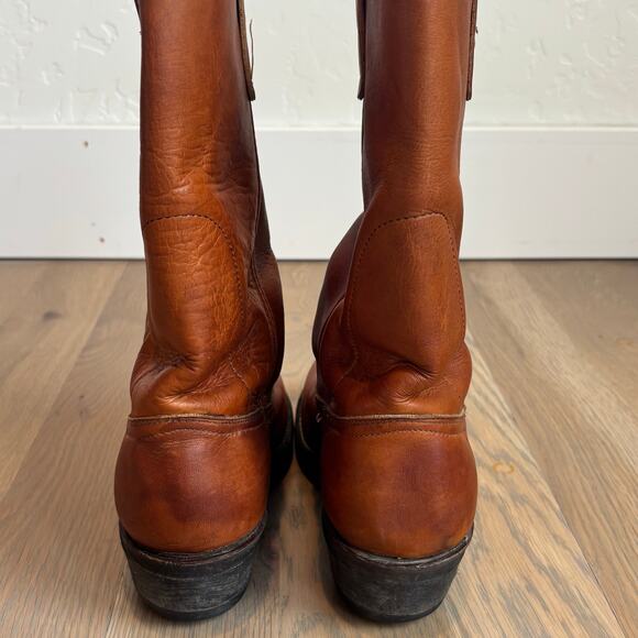 VTG 70s Santa Rosa Brand Leather Cowboy Boots USA Unisex Mens 6D Womens Size 7.5 - Picture 4 of 10